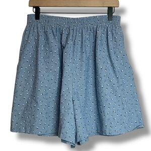 Vntg Briggs Gathered Waist Floral Pull-On Shorts Sz 16 Petite Cotton Made In USA